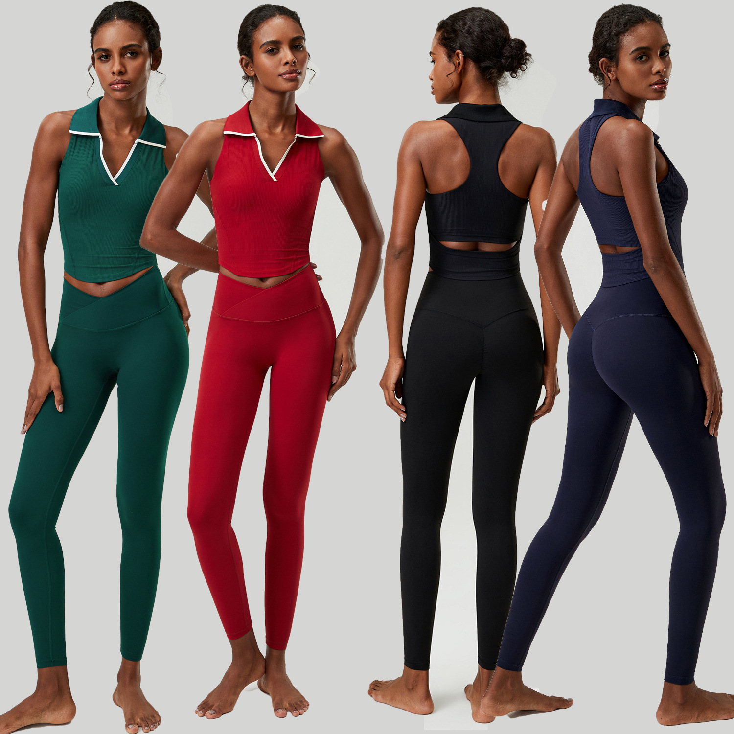 Tank Top Ribbed - Women 2 PCS Yoga Set Ribbed