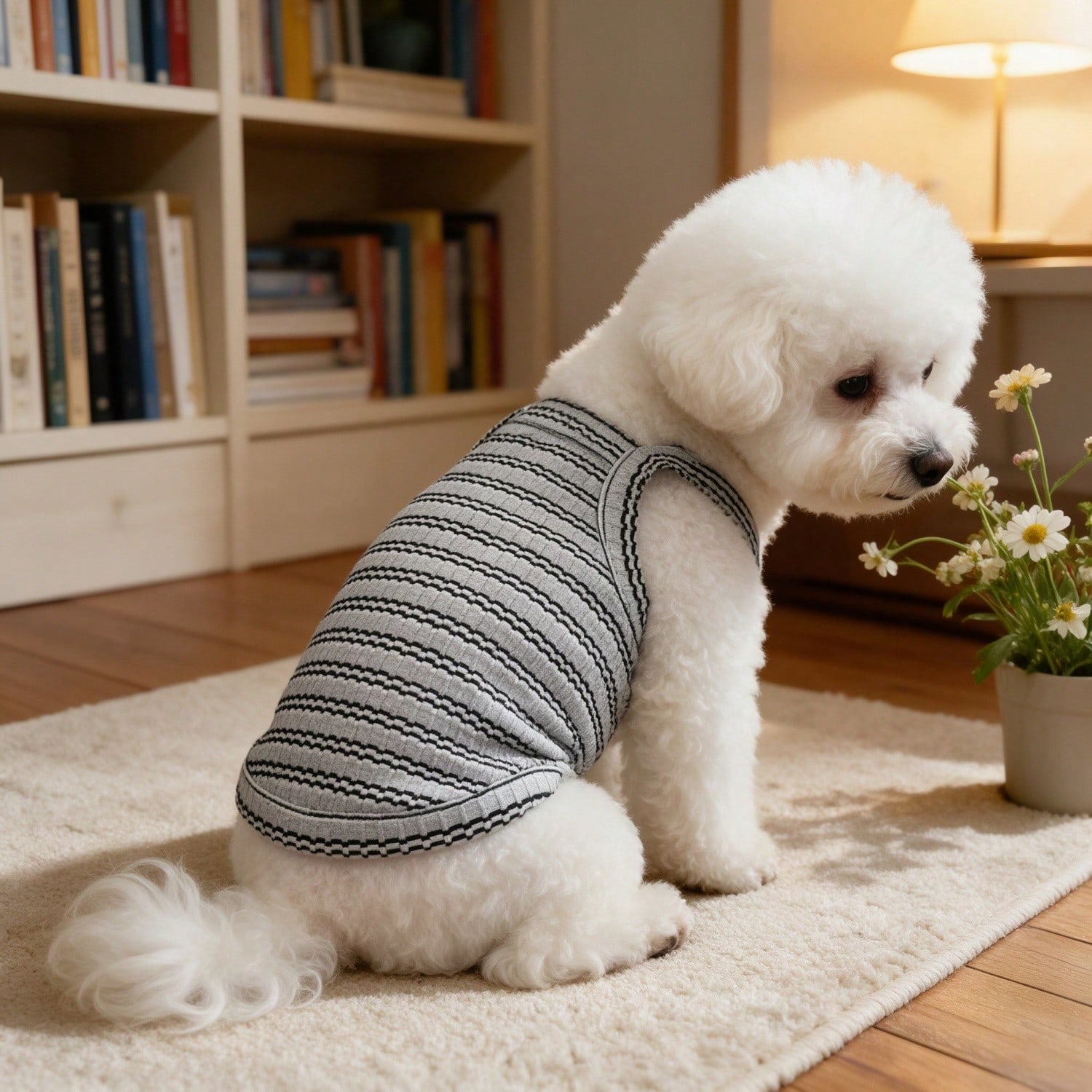 Tank Top Ribbed - 1PC Striped Ribbed Dog Tank Top,