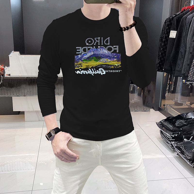 Men Long Sleeve T-Shirt Mounta - огляд і ціна Undershirt Crew Neck
