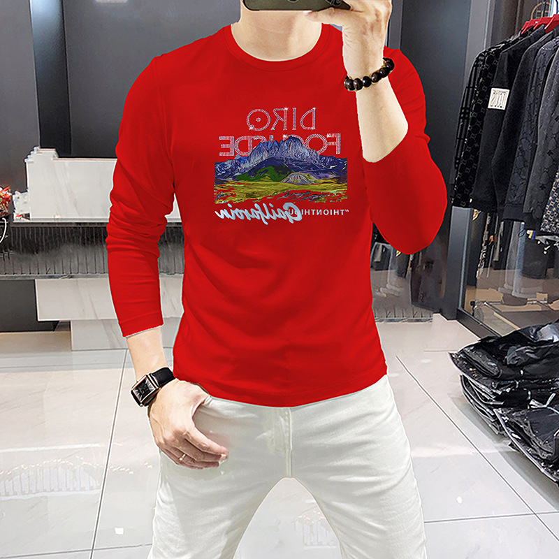 Men Long Sleeve T-Shirt Mounta - огляд і ціна Undershirt Crew Neck