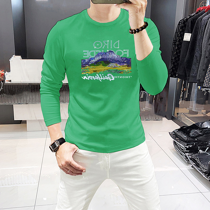 Men Long Sleeve T-Shirt Mounta - огляд і ціна Undershirt Crew Neck