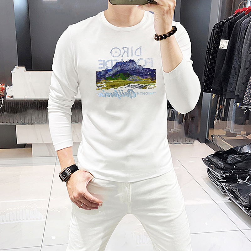 Men Long Sleeve T-Shirt Mounta - огляд і ціна Undershirt Crew Neck