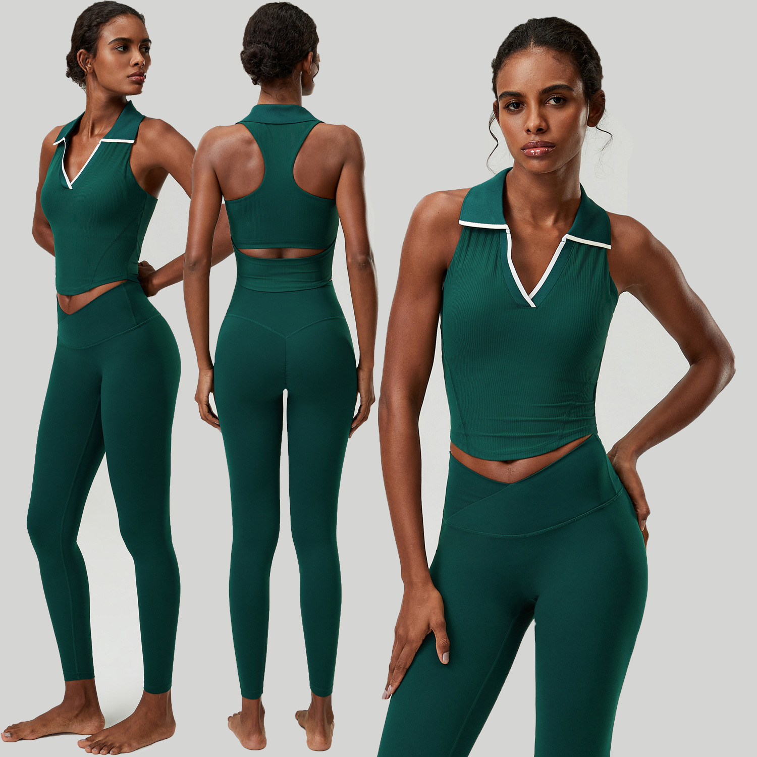 Women 2 PCS Yoga Set Ribbed Po - огляд і ціна Tank Top Ribbed