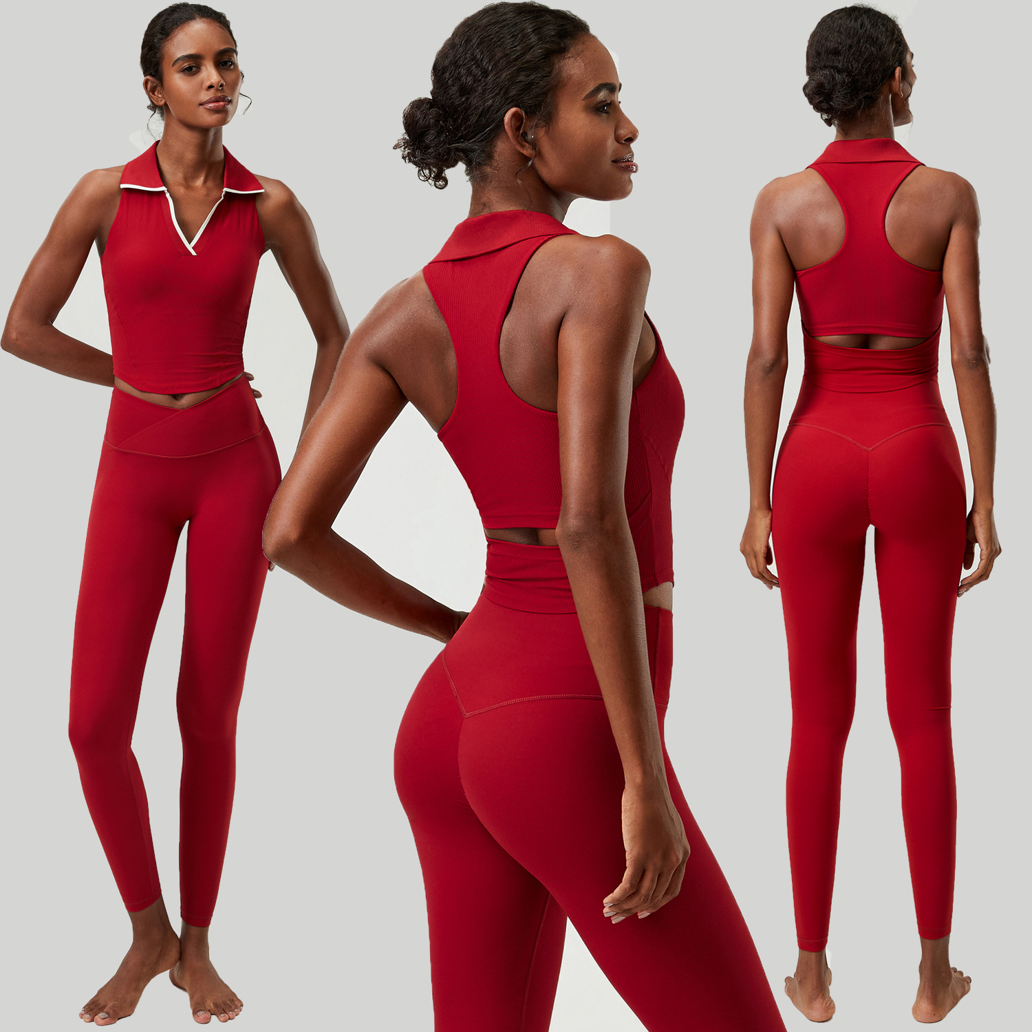 Women 2 PCS Yoga Set Ribbed Po - огляд і ціна Tank Top Ribbed
