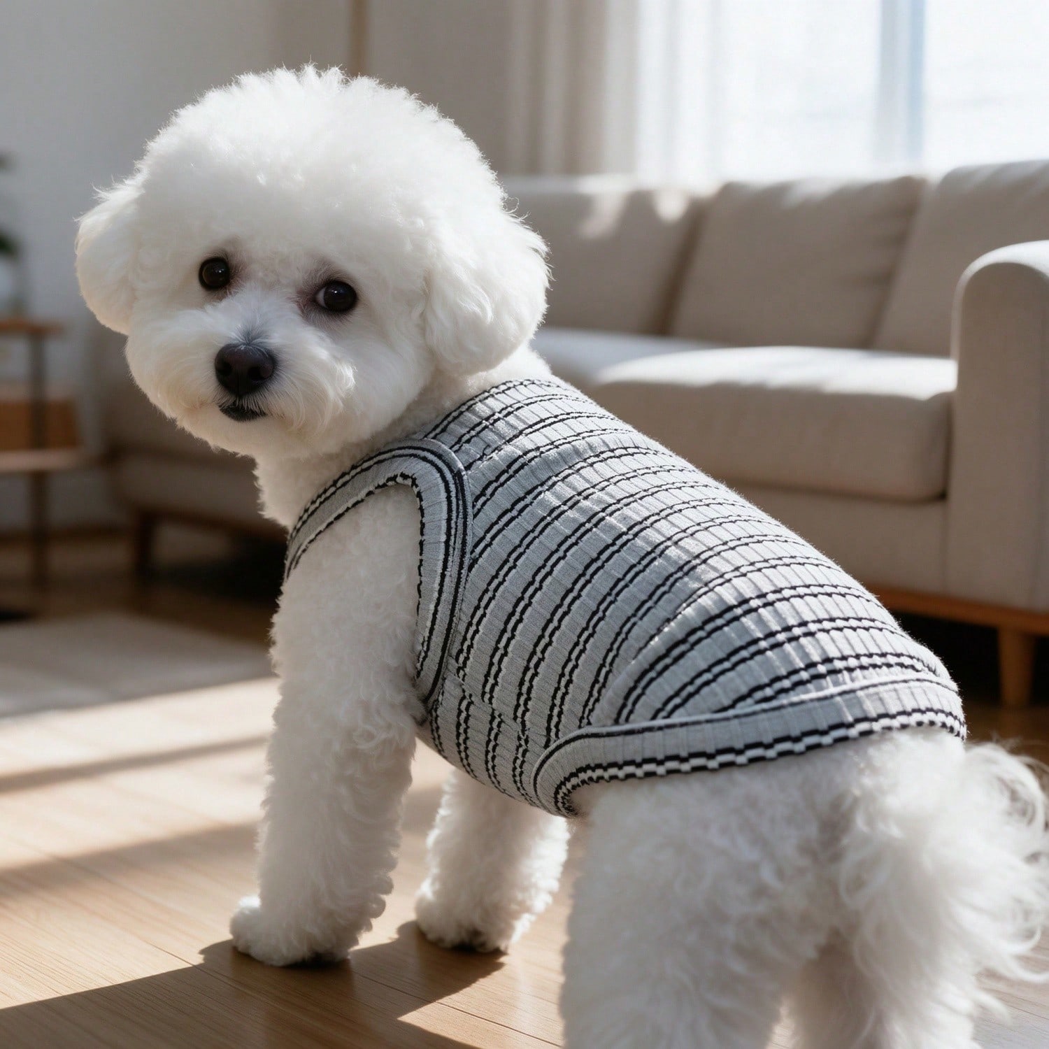 1PC Striped Ribbed Dog Tank To - огляд і ціна Tank Top Ribbed